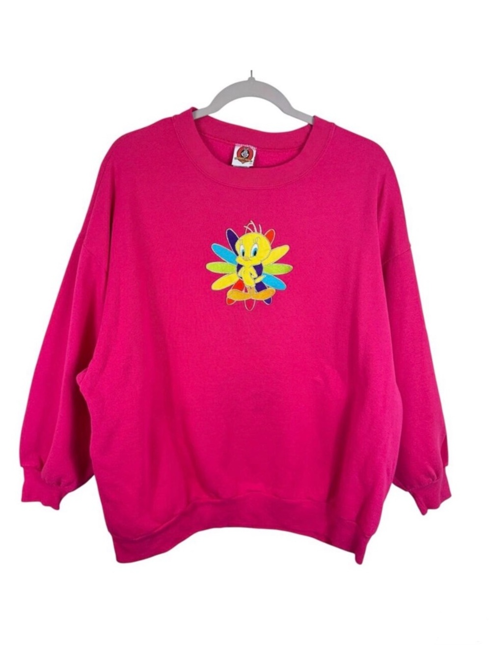 Looney Tunes Vtg 1997 Cotton Blend Pink Crew Neck Tweety Bird Sweatshirt 14W 16W